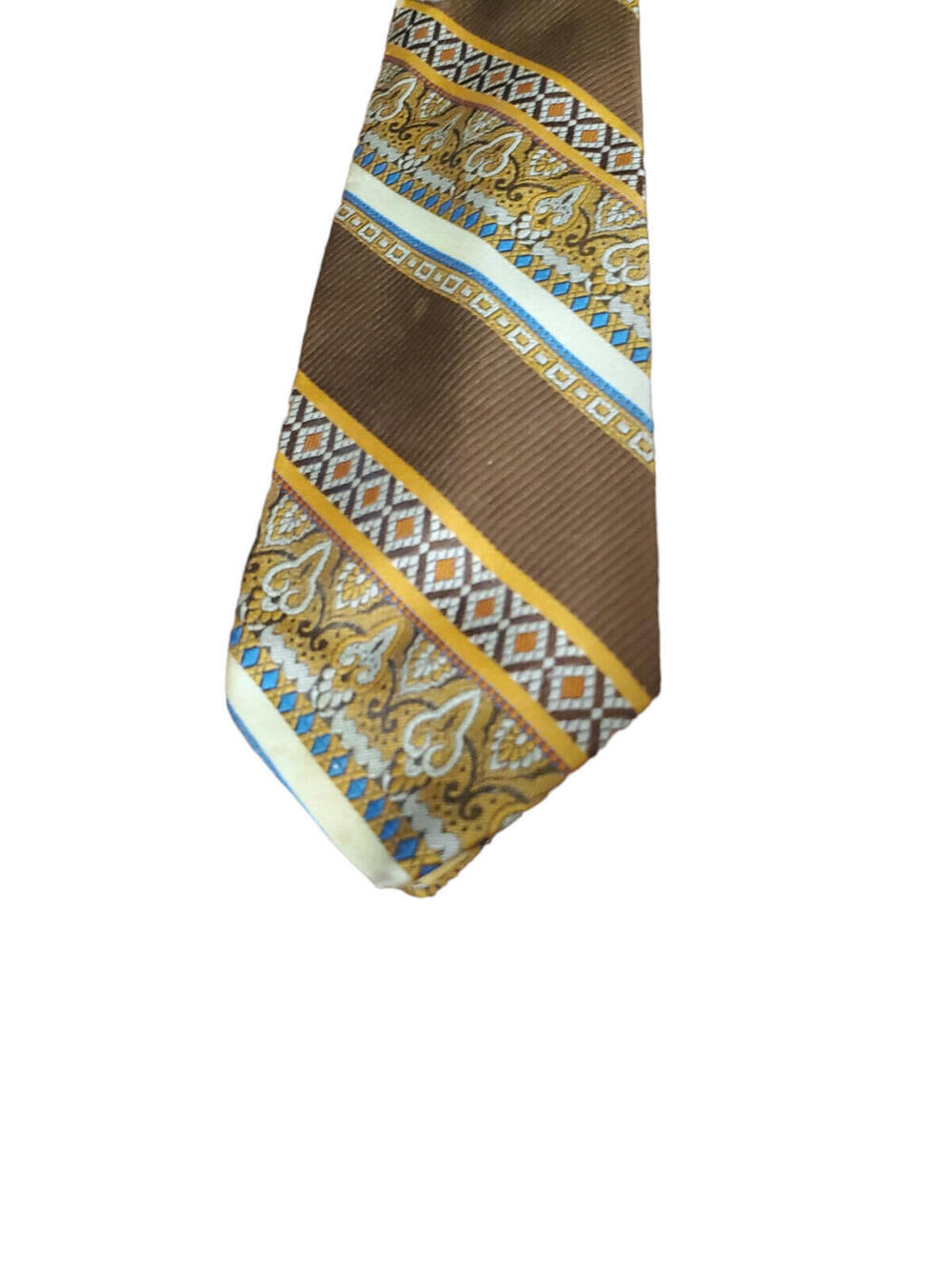 Vintage 1970s Oleg Cassini Buffums California Wide Paisley All Silk NeckTie 56"